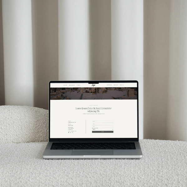 A wedding planner website displayed on a tablet created by Sprout Marketing and Design