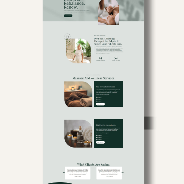 A WordPress Website Template for Massage Therapists on a neutral colored background