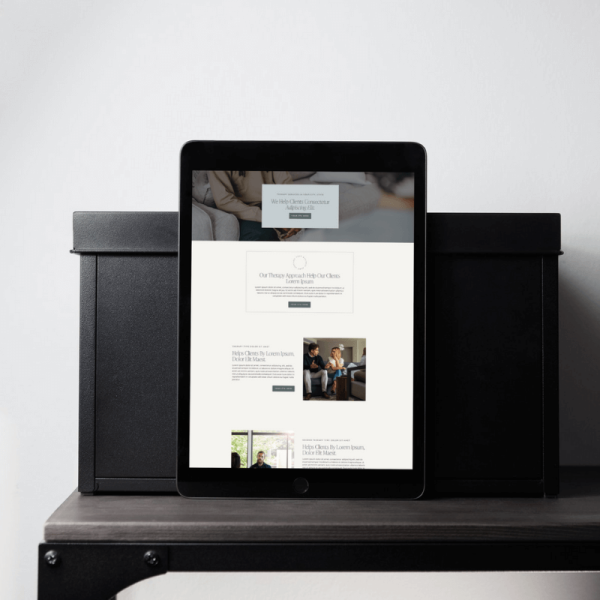 Responsive mockup of therapist website on desktop and mobile devices